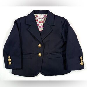 CREWCUTS Toddler Girls'‎ Black Wool Gold Lapel 2-Button Floral Lined Blazer 2